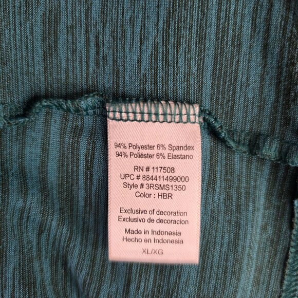 Mens Reebok Heathered Teal Active T Shirt Short Sleeve Polyester Stretch Size XL - Picture 3 of 8